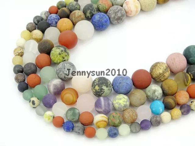 Natural Matte Mixed Jasper Gemstone Round Spacer Beads 15'' 6mm 8mm 10mm 12mm