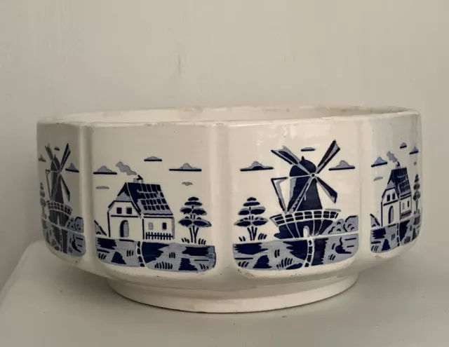 Vintage Delftware Blue White European Dish Vintage Bowl Dutch Pottery Crazing
