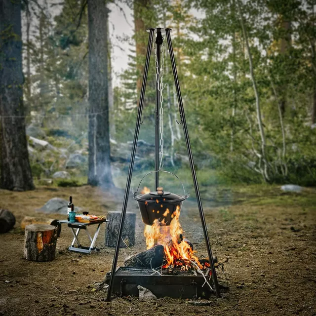 Dutch Oven Dreibein Grill Höhenverstellbare Kette Dreibein Tragfähigkeit 10kg DE