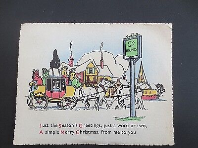 Vintage CHRISTMAS Greetings Card Art Deco Snowy Regency Coaching Scene 1920s