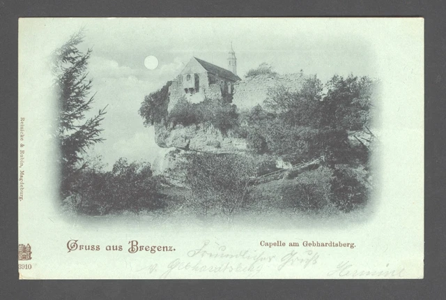 AK "Gruß aus Bregenz", Kapelle am Gebhardtsberg, gel 1898