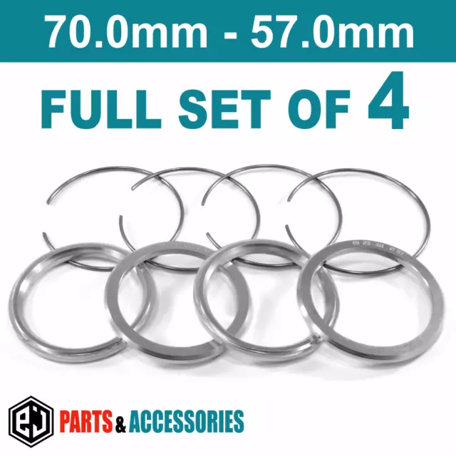 70.0-57.0 Spigot Rings Hub Rings FULL SET aluminium spacers rings for BBS wheels