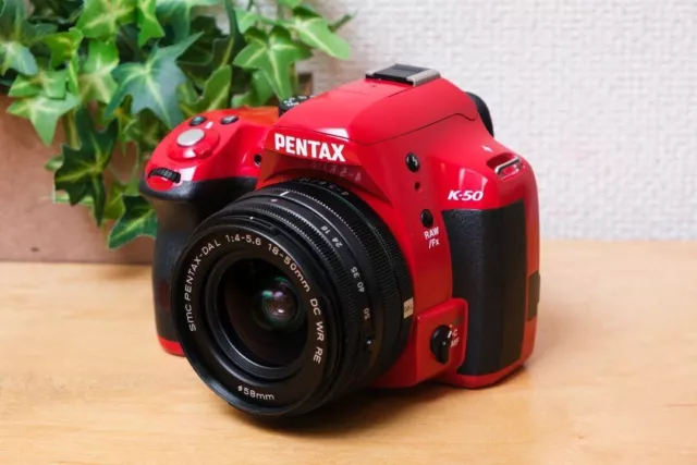 [ Near Mint ] PENTAX K-50 (Red) 16.2 MP Digital SLR Camera with 18-50mm Lens