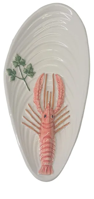 Vintage Bassano Italian Majolica 1605 Ceramic Lobster Crawfish Sea Food Dish