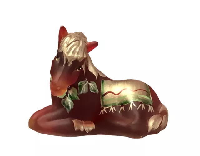 QVC Fenton Glass Horse Foal Figurine Ruby Red Satin 2008 Holiday Blanket