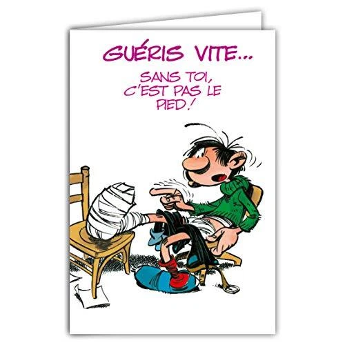 Carte GASTON LAGAFFE Bon Prompt RÉTABLISSEMENT Guéris vite Convalescence Mala...