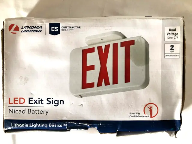 Lithonia Lighting LED Emergency Exit Sign Compliant Red Letters  New In Open Box
