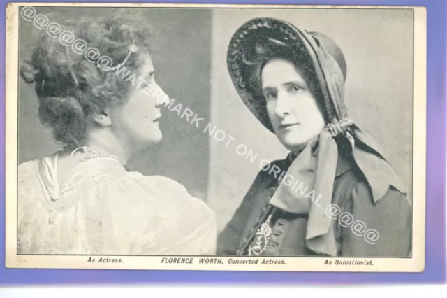 EARLY 1911c FLORENCE WORTH THEATRE ACTRESS & SALVATION ARMY MEMBER POSTCARD