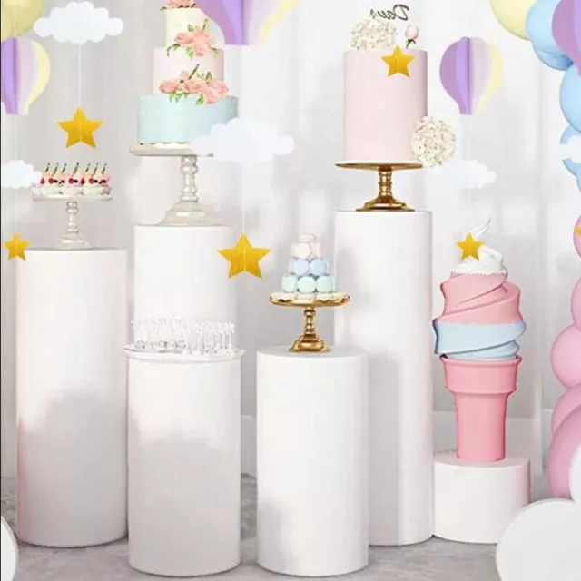3/5pcs Round Metal Plinth Cylinder Dessert Pedestal Wedding Cake Flower Display 3
