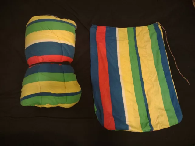 Vtg 60s 70s Colorful Rainbow Hippie Fabric Sleeping Bag w/Storage Bag