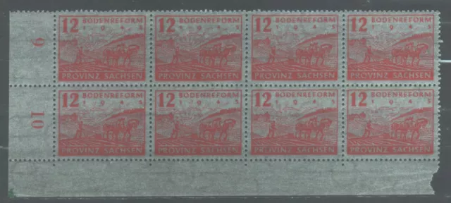 SBZ Provinz Sachsen, 1946 Bodenreform, 8er Eckrand, MiNr 91 postfrisch