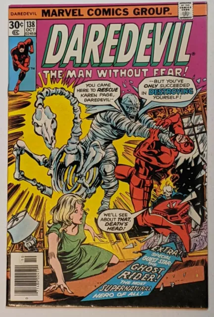 Daredevil #138 (Oct 1976, Marvel) VF- 7.5 Ghost Rider and Death-Stalker app
