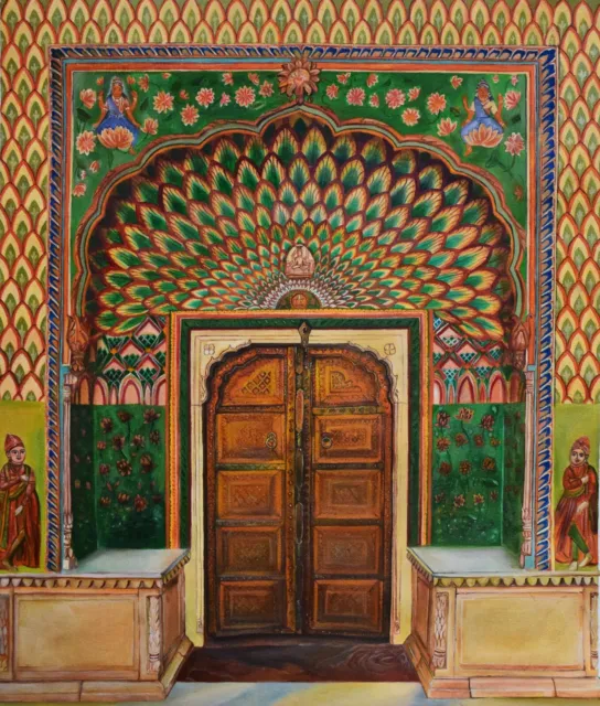 Peacock Gate Jaipur | Oil Painting I Rajasthani Style | Canvas