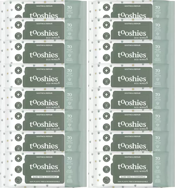 Tooshies ECO Wipes | Aloe Vera & Chamomile | 100% Plastic Free | Biodegradabl...