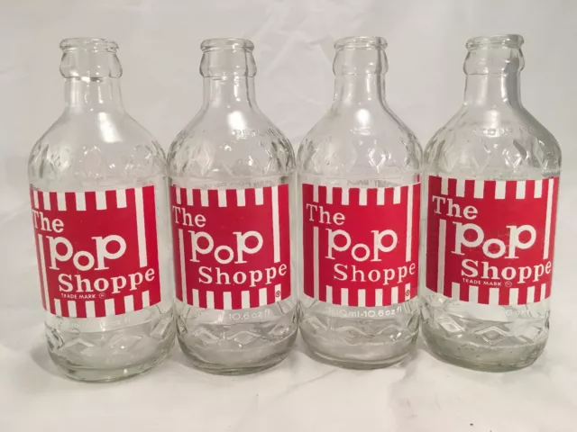 4 Vintage 300Ml 10 Oz Soda Pop Bottles From "The Pop Shoppe"
