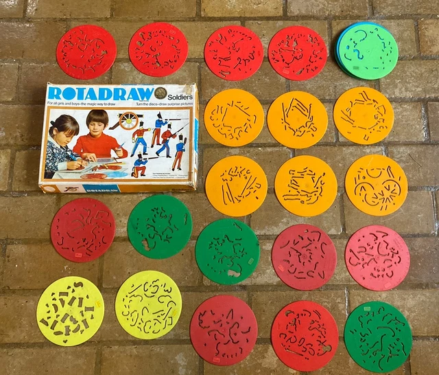 VINTAGE ROTADRAW WITH 28 Discs - Soldiers, Disney, Wombles, Magic ...