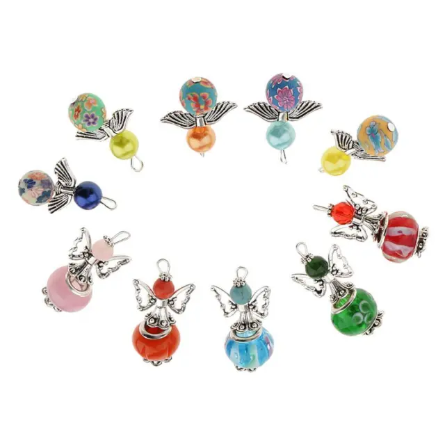 10 Pieces Mixed 21x30mm Angel Wing Charms Pendants Faceted