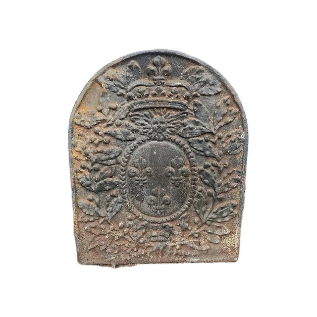 Plaque de chemnée en fonte de fer Fleurs de lys couronnées XX sècle