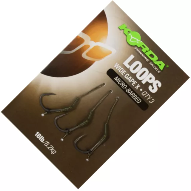 Korda Loop Rigs DF Wide Gape X 18lbs - 3 Karpfen Rigs , Karpfenrig, Karpfenhaken