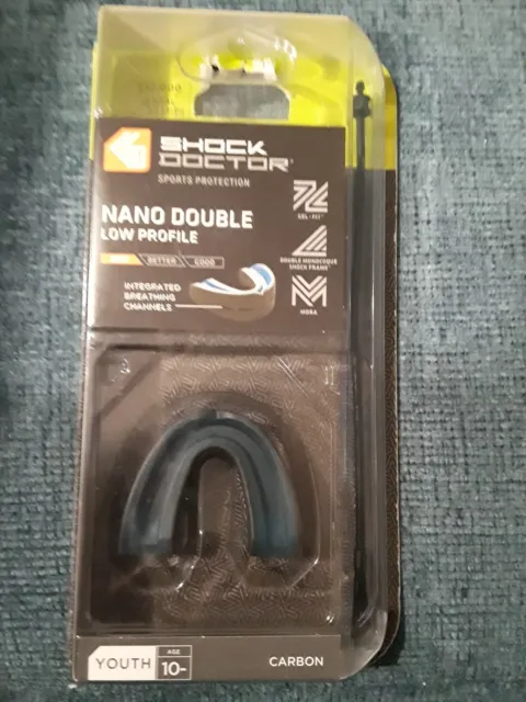 NEW Shock Doctor Nano Double Mouth Guard Low Profile Youth 10 & Under - Carbon