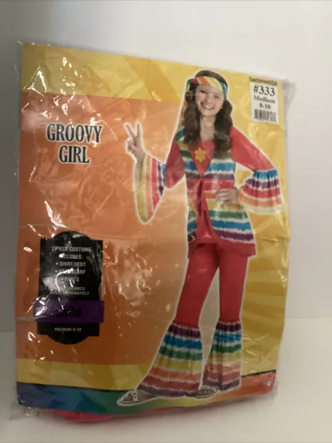 Groovy Hippie Girl Costume 70's Flower Child Child's Size Medium 8-10
