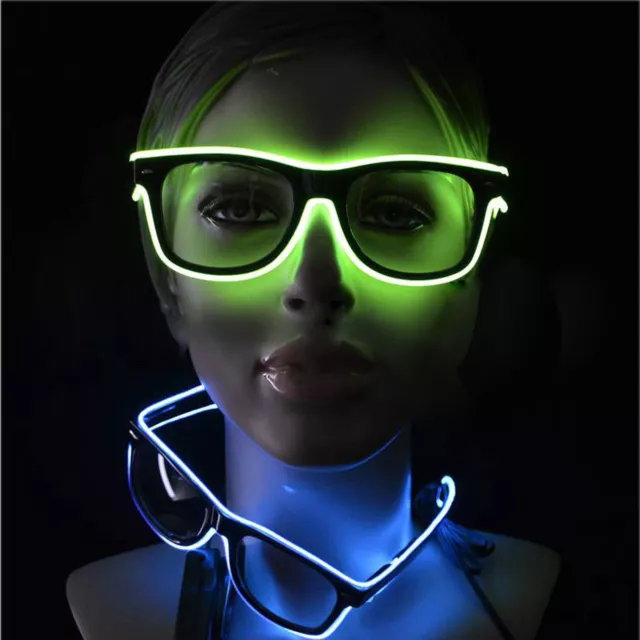 LED EL Wire Glasses Light Up Glow Sunglasses Eyewear Shades DJ Nightclub Party