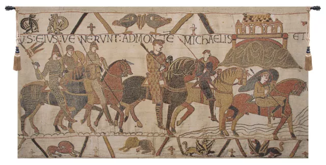 Bayeux Mont St. Michael Belgian Historical Scene Woven Tapestry Wall Hanging