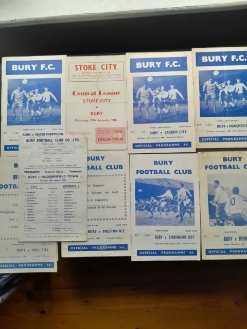 Bury Fc home and away football programmes 1965-67