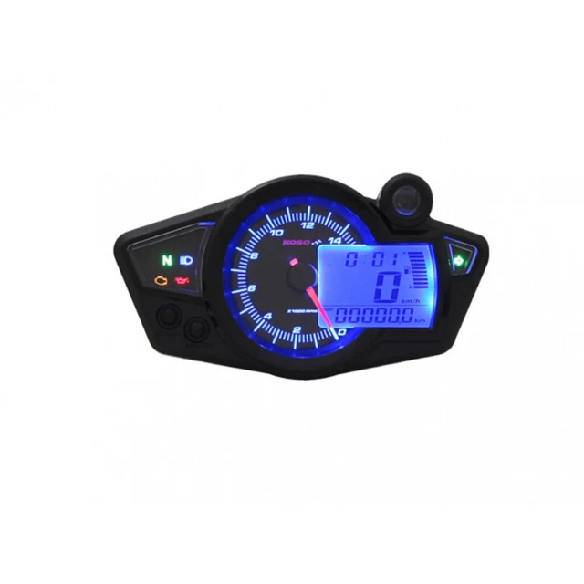 View of KOSO DIGITAL SPEEDOMETER Rx1n black blue E-testing cockpit universal ...