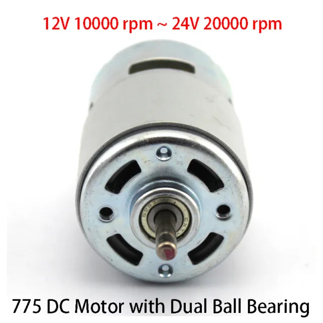 775 DC Motor 12V 10000 rpm 24V 20000rpm High Speed Motors with Dual Ball Bearing