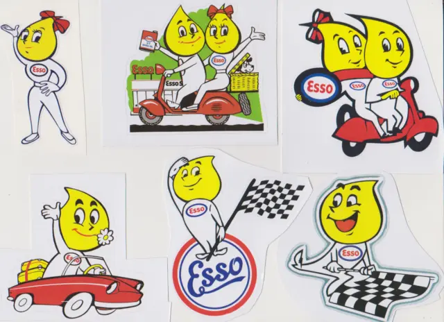 esso - autocollant stickers - lot de 6