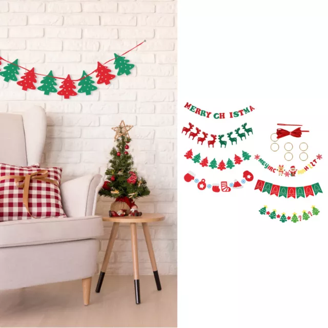 7 pz striscione in feltro Natale Pull Flag Festival Bunting Party