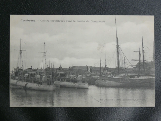 Cpa Marine Militaire : Cherbourg - Contre-Torpilleurs Dans Le Bassin Du Commerce