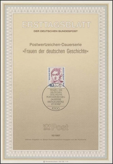 ETB 10/1987 Frauen, Maria Sibylla Merian, Malerin