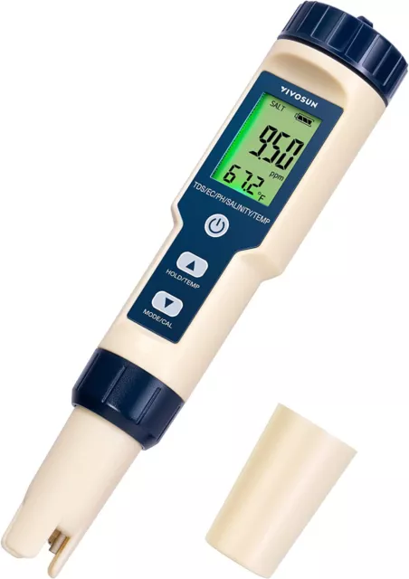 5 in 1 LCD Digital PH/TDS/EC/Salinity/Temperature Water Quality Meter Tester Pen