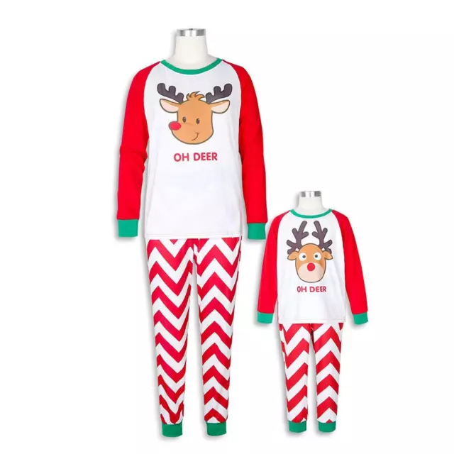 LF# 2pcs Family Match Outfits Pajama Set Christmas Sleepwear Suit (Mom M)