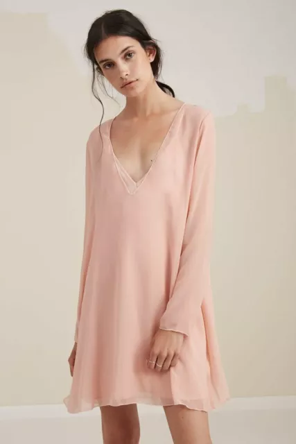 THE FIFTH LABEL On Film Long Sleeve Dress In Blush Size L RRP $89