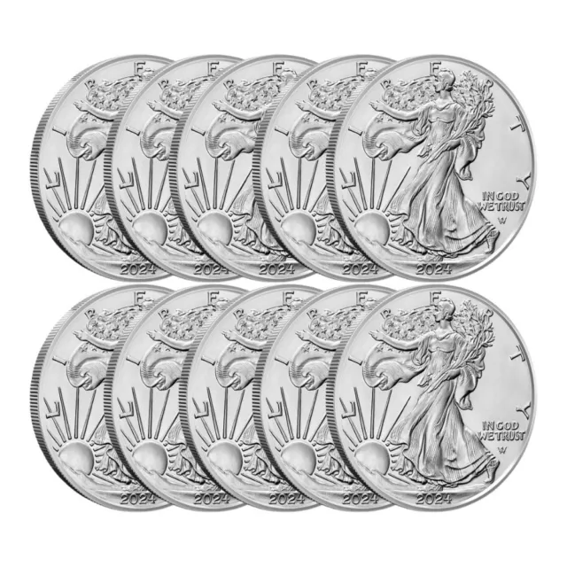 2024 1 oz American Silver Eagle Coin (BU - Lot of 10)