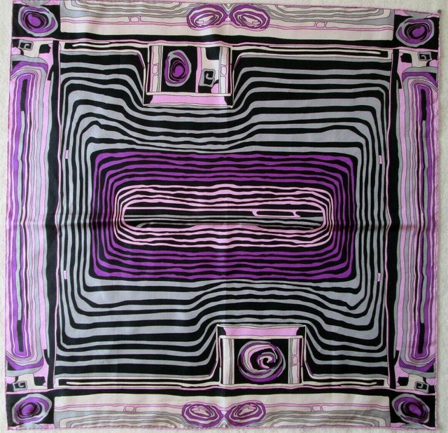 Foulard Carré NINA RICCI 100% Soie - Vintage, Dimensions 86x86 Cm, Couleurs Vert Et Ivoire