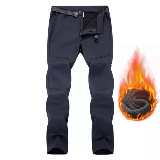 Mens Womens Soft Shell Pants Fleece Lining Trousers Reflective Detail Casual