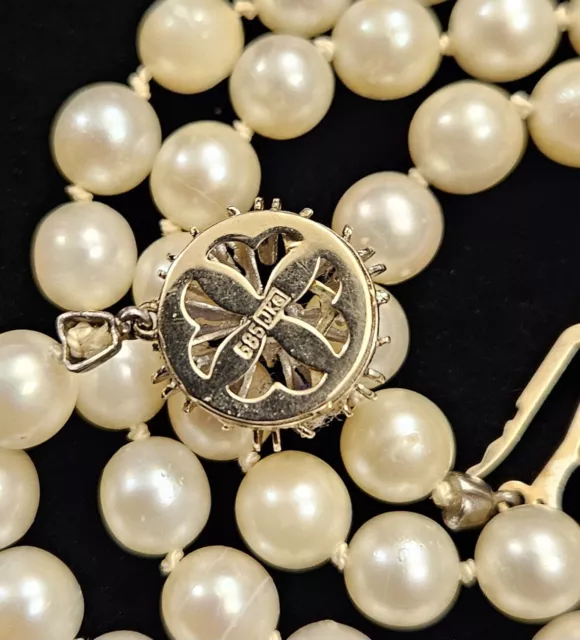 Echt Akoya Perlenkette 585 Weißgold mit Saphir/Safir Perlen Kette JKa 50 cm 14K 2