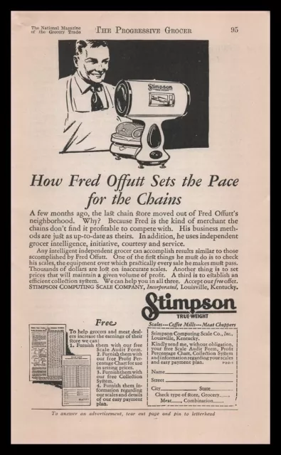 1930 Fred Offutt Grocer Stimpson Computing Scale Co Louisville Kentucky Print Ad