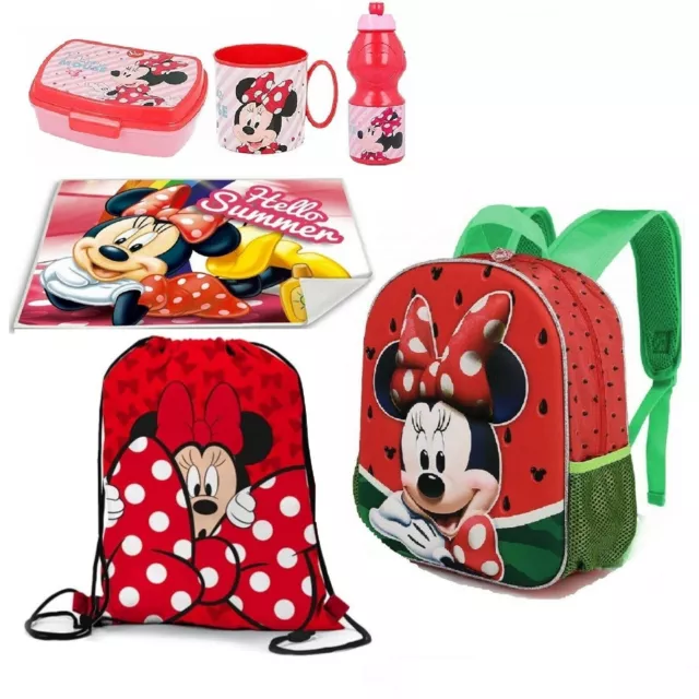 Minnie Disney Rojo Mochila 3D Escuela Guardería Bolsa Lonchera Botella