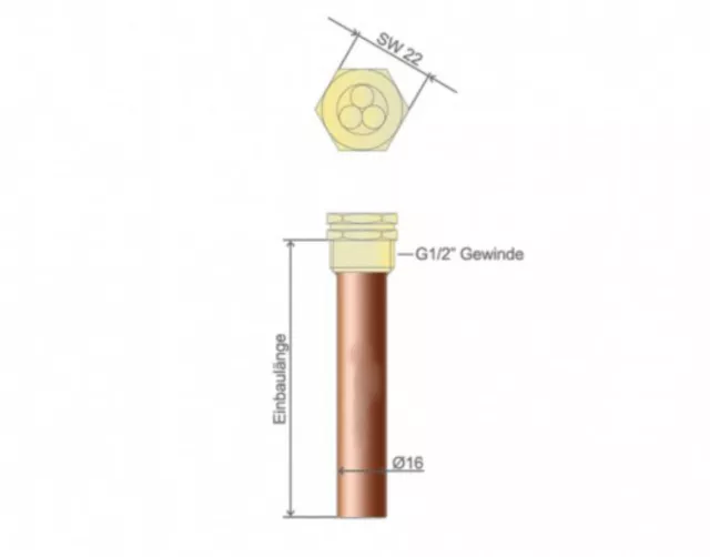 Manicotto subacqueo rame ottone G1/2" per sensori fino a 3 x 6 mm manicotto sonda 2