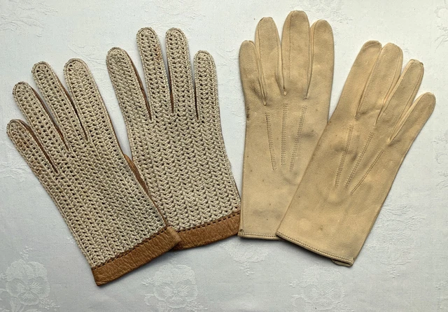 2 paires GANTS ANCIENS -Gants de conduite et en daim 7,5 NEUFS (lire descriptif)