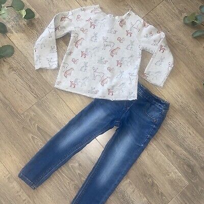 NEXT Girls jeggings jeans woodland jumper outfit age 3-4 yrs