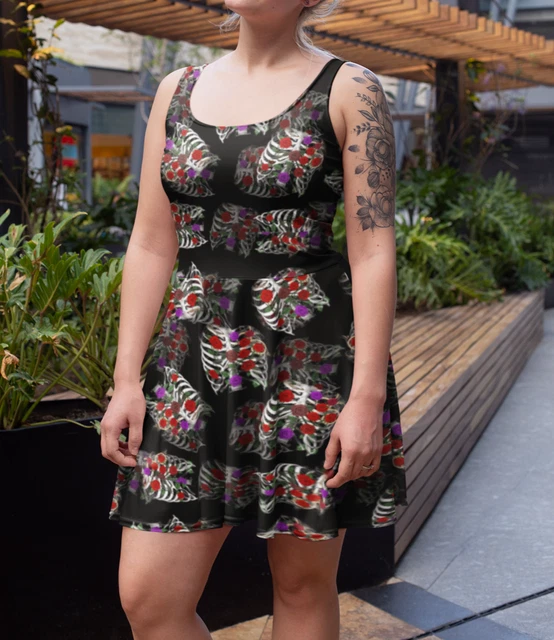 Unique Watcher Gothic Eye Floral Skull Roses Print Sleeveless
