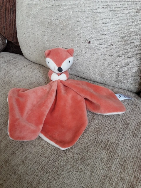 SAINSBURYS TU ORANGE cream Fox Baby Comforter Blankie Blanket