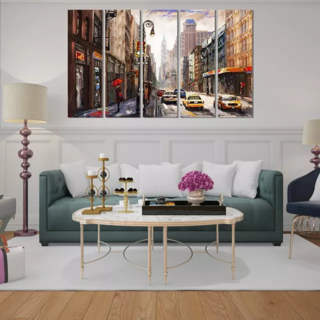 NEW YORK STREET LIFE Arte de pared 5 mm Sunboard 5 paneles Hogar, oficina,...