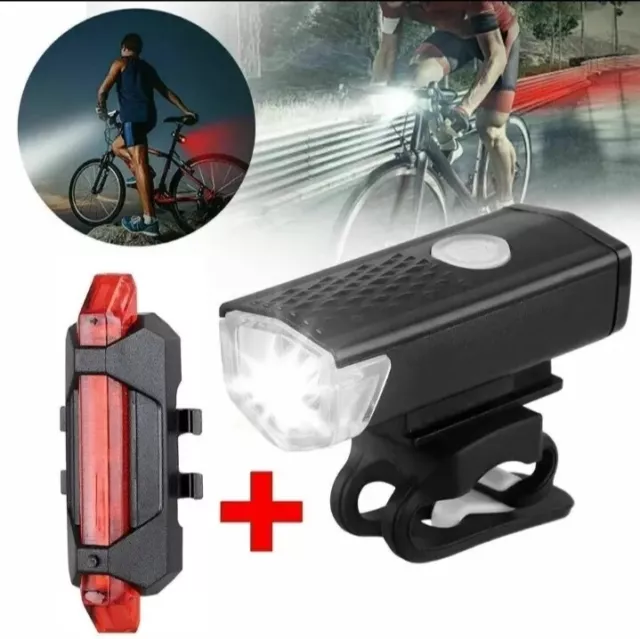 Lampe de vélo Rechargeable USB LED Ensemble de phare avant et arrière Cyclisme